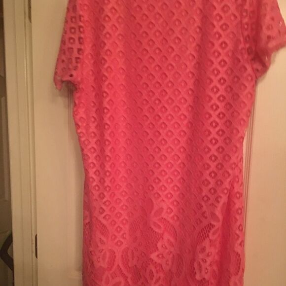 Isaac Mizrahi bright pink lace dress size L - Picture 2 of 5
